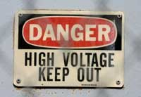 sign that reads danger high voltage keep out