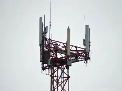 Communication tower high in the sky