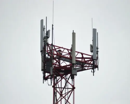 Communication tower high in the sky