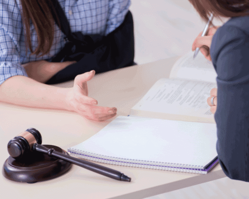 Business people going over paperwork together