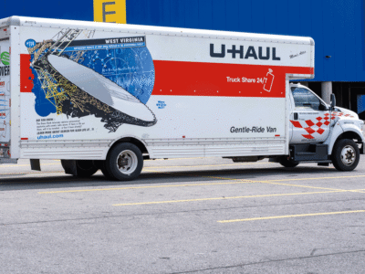 A large U Haul truck