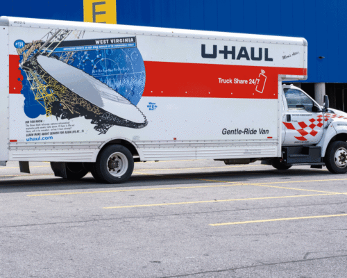A large U Haul truck